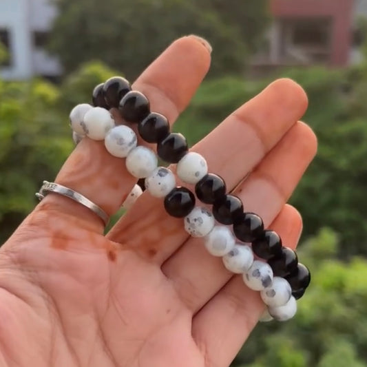 Black & Marble Couple Bracelet